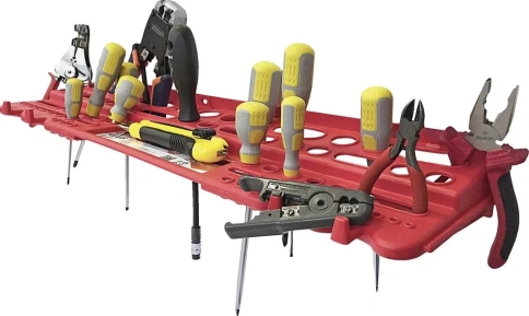 Полка для инструмента пластиковая красная, 96 отверстий, 610х150 мм (65706) фото 2