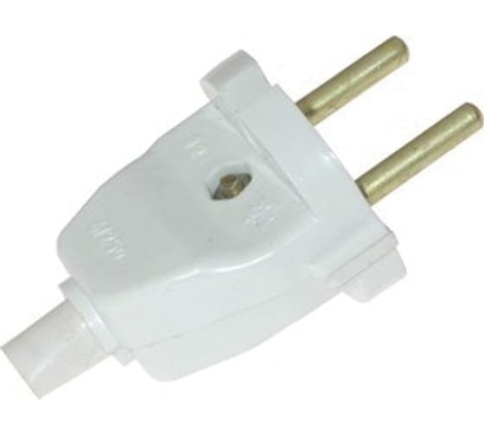 Ормис Вилка сетевая 6А, прямая белая 89-0-048 фото 1