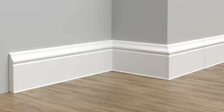 Плинтус напольный фигурный 80мм 2,2м "Идеал Дюра" Белый 001 фото 1