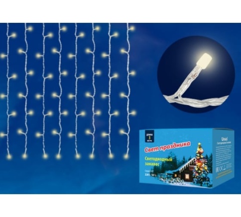 Гирлянда LED Занавес ULD-С2030-240/DTA WARM WHITE IP20 2х3м прозр.провод с контрол.Uniel UL-0003680 фото 1