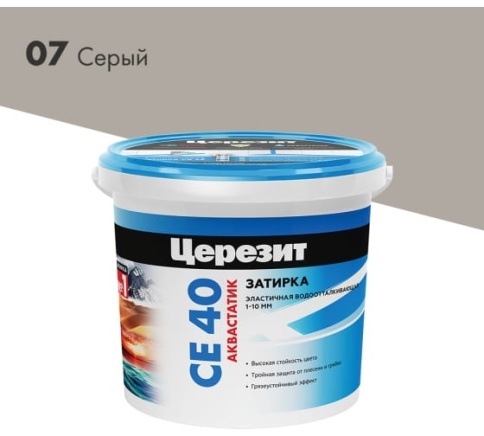 CERESIT Затирка эл. водоотталкивающая  с противогриб.эф. для швов до 10 мм СЕ40 (серая) фото 1
