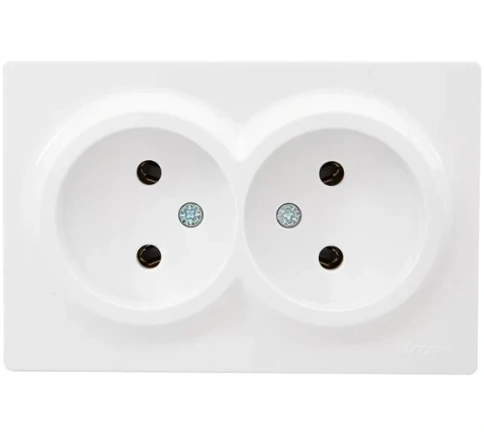 Lezard Розетка o/у 2-х мест. б/з закрытый корпус белый  LETO 752-0200-128В фото 1