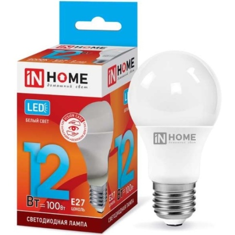 АКЦИЯ Лампа светодиодная А60 12Вт Е27 4000К  IN HOME фото 1