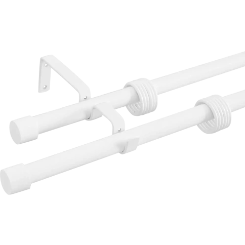 Карниз КТГ2р-d19 эконом белый глянец(кольцо бесш-е) 2м наконечник Диос(мет) фото 1