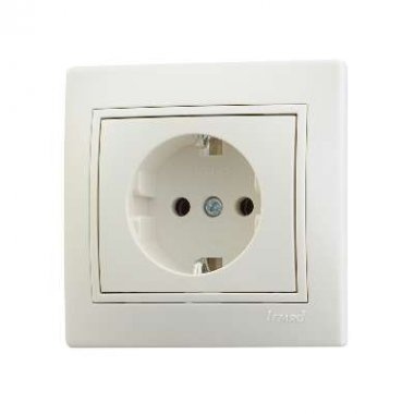 Lezard Розетка с/у 1гн. керамика с/з крем Мира 701-0303-122 фото 1