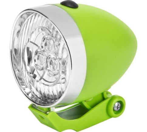Фонарь передний JY-592 передний, 3 светодиода, серебристо-зеленый (040188) фото 1