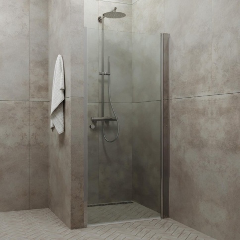 Дверь душевая "Уно" 90х185 хром прозр. фото 1