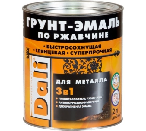 Грунт-эмаль по ржавчине RAL9010 белый 2л "DALI" фото 1