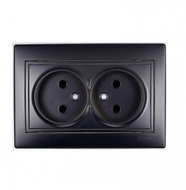 Lezard Розетка с/у 2гн. керамика б/з чёрный бархат Мира 701-4242-128 фото 1