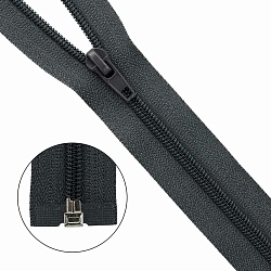 Молния "витая" Т5, 1 замок, 80см т.серая фото 1