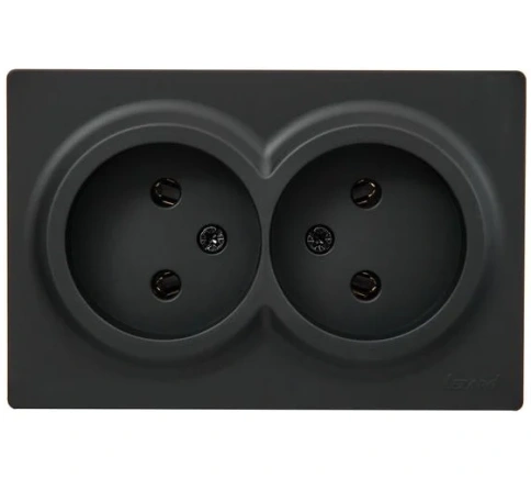 Lezard Розетка o/у 2-х мест. б/з закрытый корпус черный бархат  LETO 752-4200-128В фото 1