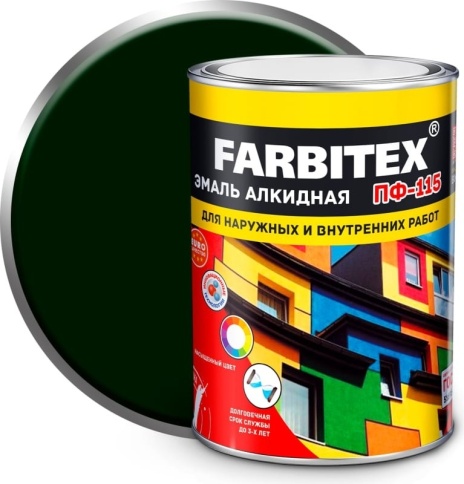 FARBITEX Эмаль алкидная ПФ-115 изумрудный 0,8кг фото 1