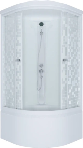 Кабина душевая "Стандарт Б" - ДН4, Аква, Мозайка, Белый 90*90 п.круг глуб. поддон фото 1