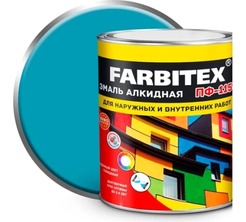 FARBITEX Эмаль алкидная ПФ-115 св-голубая 1,8кг фото 1