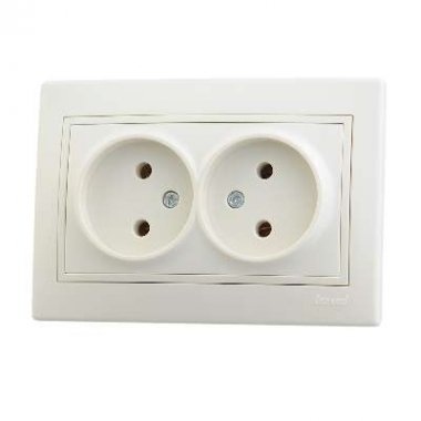 Lezard Розетка с/у 2гн. керамика б/з крем Мира 701-0303-128 фото 1