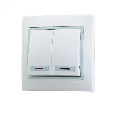 (!) Lezard Выключатель с/у 2кл с подсветкой бел/сер Мира 701-0215-112 фото 1