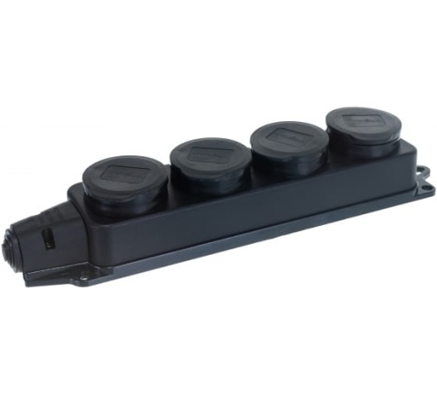 Колодка на 4 роз. с заглушками  каучук 16А 250В UNIVersal 1029 фото 1