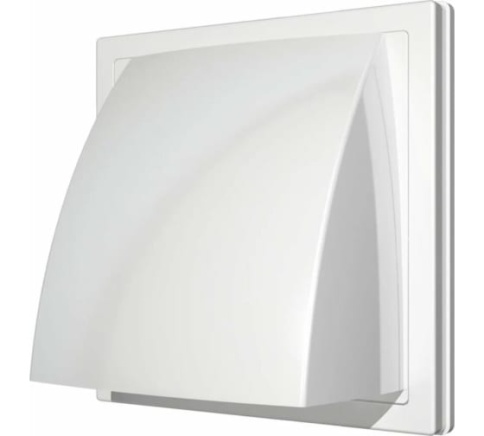 Выход стенной вытяжной с обратным клапаном 150х150 с фланцем D100, ASA, бел 1515К10ФВ фото 1