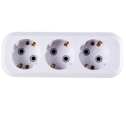 Колодка удлинителя 3-местная з/к бел. Е303 фото 1
