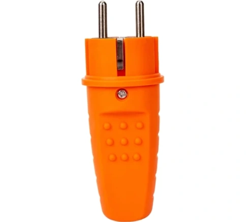 Вилка электрическая прямая оранжевая с/з (каучук) 1ф 16А 250В IP44 UNIVersal 3031 фото 1