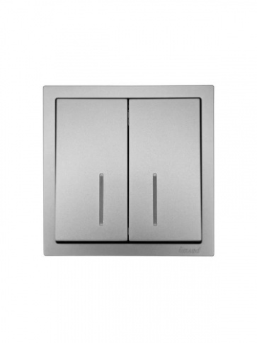 Lezard Выключатель СП 2кл с индик серый матов. ZIMA 704-7488-112QC фото 2