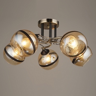 *Люстра 1418/5 АВ+ВК бронза/черный фото 1