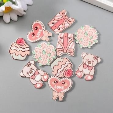 Декор для творч-ва дерево"Мишка с подарками"2,4*1,7см фото 1