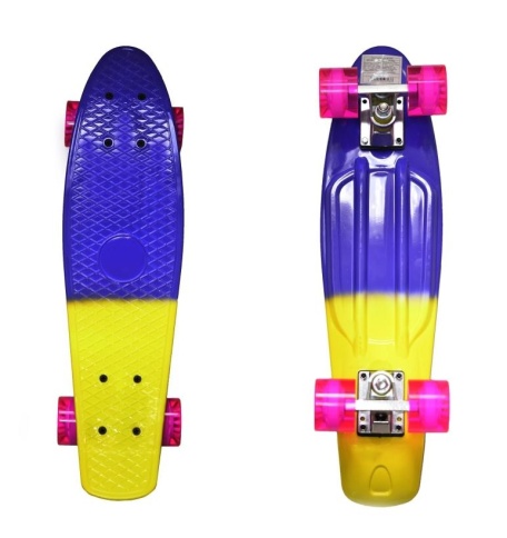 Пенни борд Black Aqua SK-2206D желто-фиолетовый фото 1