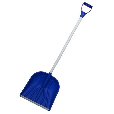 Лопата снеговая, 410х400 мм D-32 с оц. планкой и алюм. краш. морозос. чер. с V-ручкой (68101-1-3М) фото 1