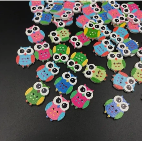 Пуговицы деревянные Совушки Ассортимент фото 1