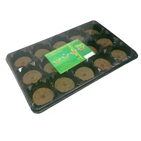 Минипарник пластик с торфяными таблетками d55мм, 15 ячеек фото 1