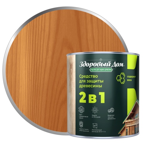 Деревозащитное средство Здоровый Дом 2в1 Тик 0,8л фото 1