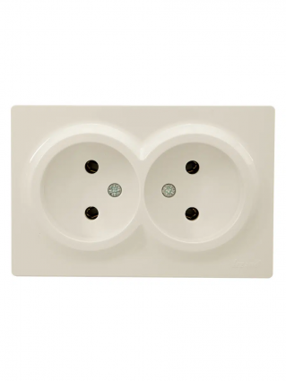 Lezard Розетка o/у 2-х мест. б/з закрытый корпус крем  LETO 752-0300-128В фото 1