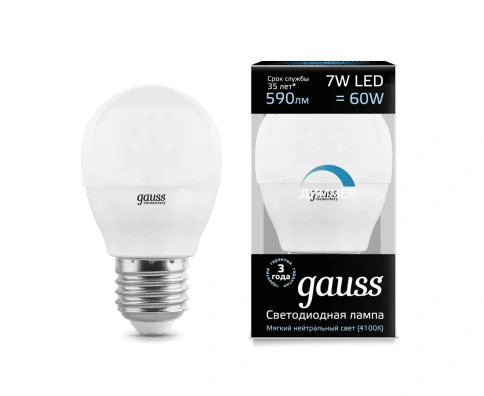 Лампа Gauss LED Glode-dim E27 7W 4100K диммируемая 105102207-D фото 1