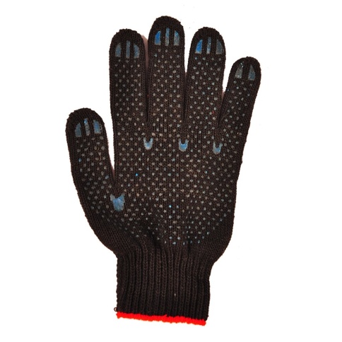 Перчатки х/б ПВХ Точка ЛЮКС 5-нитей, 7,5 класс, 58-60 гр, черная основа, красный манжет (173682) фото 1