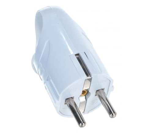 Эл.вилка с/з угловая с ушком белая А112  фото 1