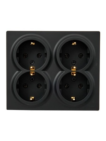 Lezard Розетка o/у 4-х мест. с/з закрытый корпус черный бархат  LETO 752-4200-127ВDP фото 1