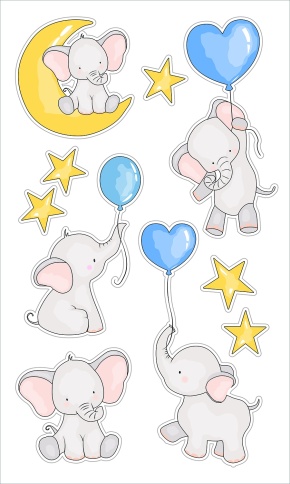 ST-0614 Слоники с шариками 30*50см фото 1