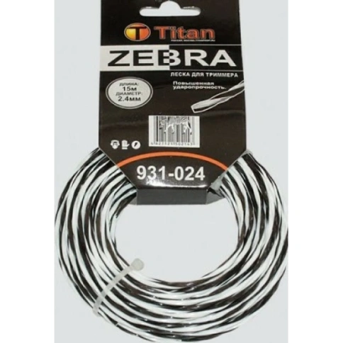 Леска ZEBRA 931-024 2,40мм*15м белый+черный фото 1