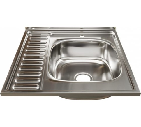 Мойка 0.6мм 60х60 правая глубина 160мм выпуск 3 1/2 (с сифоном) фото 1