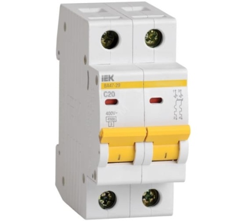 Выключатель автоматический 2-пол.  20A 4,5кА ВА47-29 х-ка С (ИЭК) фото 1