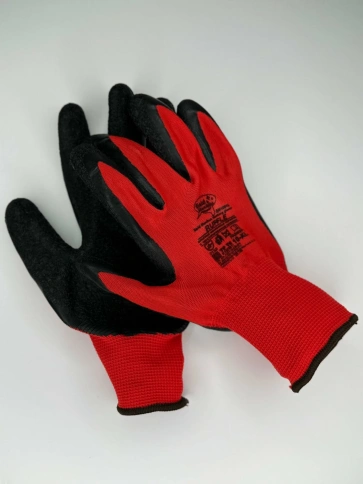 Перчатки красные нейлоновые с текстурированным латексом р.10 (XL) GM1001L-10 Ruffle  фото 1