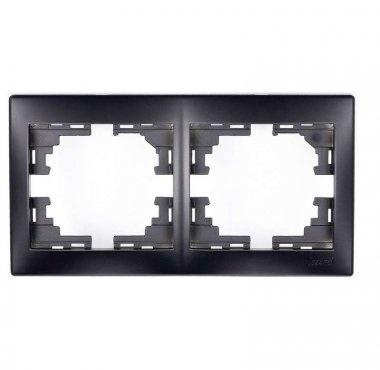 Lezard Рамка 2-ая горизонтальная чёрный бархат без вставки Мира 701-4200-147 фото 1