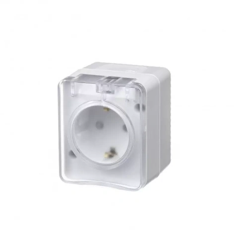 Розетка 1-м ОП 16А AtlasDesign Profi54  с зазем.защ.шторки белый ATN540145 фото 1