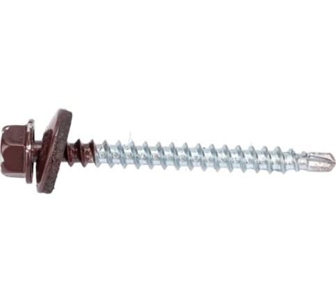 Шуруп кровельный оцинкованный 4,8х51 RAL8017 шоколадно-коричневый фото 1