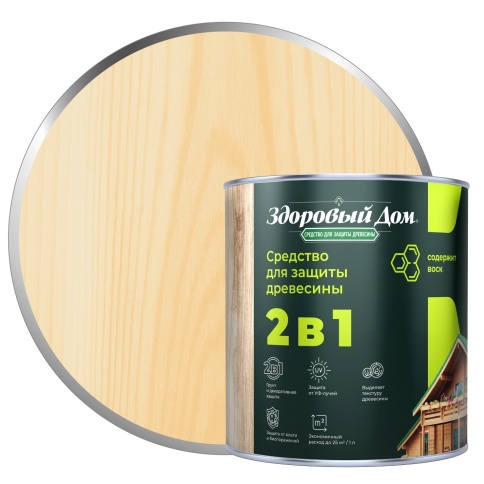 Деревозащитное средство Здоровый Дом 2в1 Бесцветный 0,8л фото 1