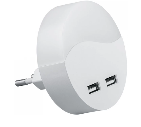 Feron FN1122 0.45W 230V Светильник ночной USB выходами, круг, белый  фото 1