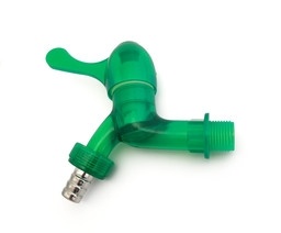 Кран водоразборный 1/2" пластиковый со штуцером (прозрачный цвет.в ассорт) фото 1