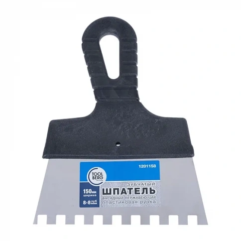 Лакра Шпатель фасадный нержав. 150мм зуб 8х8 пласт. ручка фото 1