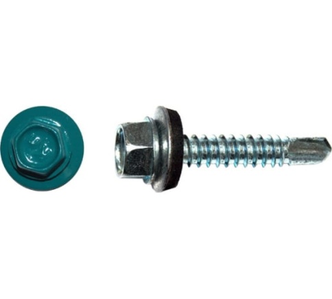 Шуруп кровельный оцинкованный 4,8х35 RAL5021 фото 1